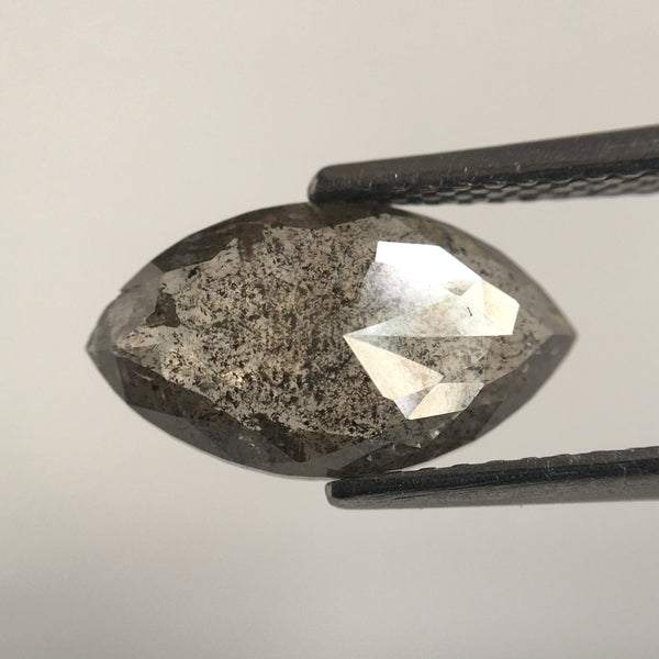 1.81 CT Grey Marquise Shaped Natural Brilliant Cut Loose Diamond 12.43 mm x 6.98 mm x 2.46 mm, Salt & pepper Rose Cut Loose Diamond SJ60/04