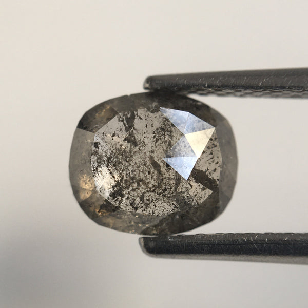 1.24 Ct Rose Cut Salt and Pepper Oval Shape Natural Loose Diamond, 7.39 mm x 6.29 mm x 2.57 mm Gray Color Natural Loose Diamond SJ60/07