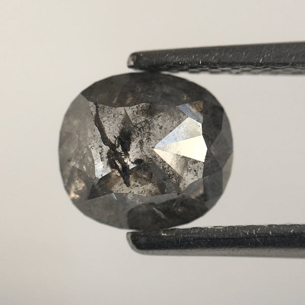 0.94 Ct Oval Shape Salt and Pepper Natural Loose Diamond, 6.83 mm x 6.22 mm x 2.46 mm Gray Color Rose Cut Natural Loose Diamond SJ60/10