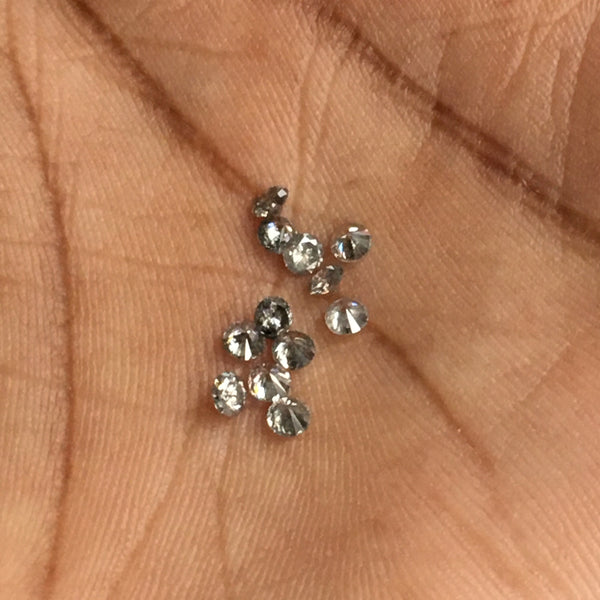 1.05 Ct Natural Loose Diamond, Salt and Pepper Diamond, I3 Clarity 2.75 MM to 2.80 MM Round Brilliant Cut Diamond (12 pcs ) SJ60/61