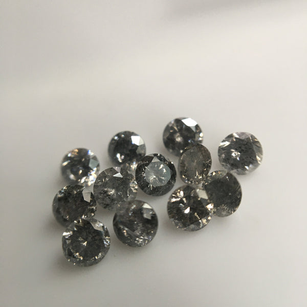 1.05 Ct Natural Loose Diamond, Salt and Pepper Diamond, I3 Clarity 2.75 MM to 2.80 MM Round Brilliant Cut Diamond (12 pcs ) SJ60/61