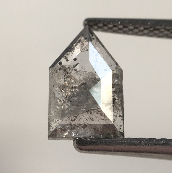 1.19 Ct Natural Loose Diamond Pentagon shape salt and Pepper 8.98 MM x 5.60 MM x 2.31 MM Gray Black Natural Diamond Use for Jewelry SJ61/08