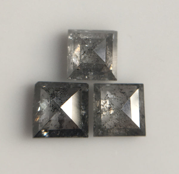 0.94 Ct 3 Pcs Salt and Pepper Square Shape Natural Loose Diamond, 3.85 mm X 1.90 mm Natural Loose Diamond SJ60/40