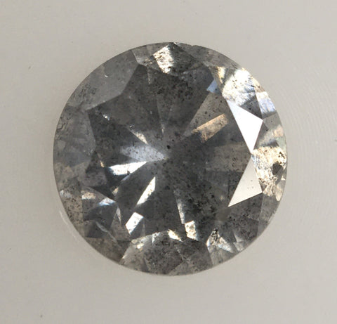 0.46 Ct Natural Loose Diamond Round Brilliant Black Grey Salt And Pepper Color i3 Clarity 4.79 MM x 3.02 MM, Round Diamond SJ34/103