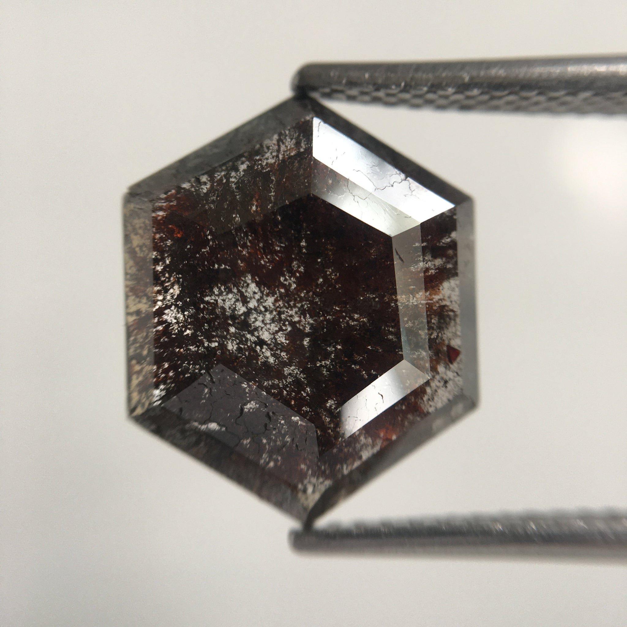 2.98 Ct Hexagon Shape Dark Gray Color Natural Loose Diamond, 13.38 mm x 10.96 mm X 2.14 mm Geometry Shape Natural Loose Diamond SJ55/59