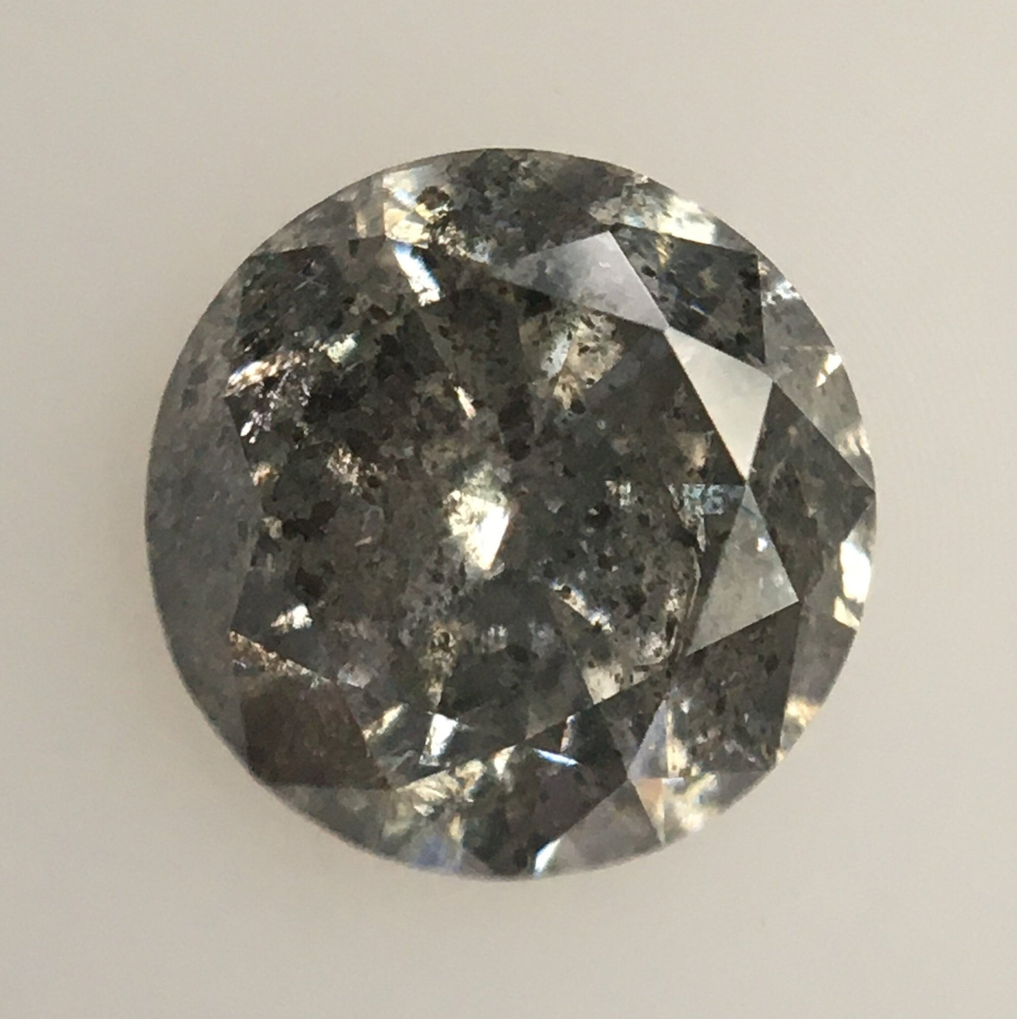 0.67 Ct Natural Diamond Round Brilliant Cut Black Gray Salt and Pepper, 5.45 MM x 3.34 MM Round Shape Natural Loose Diamond SJ34/114
