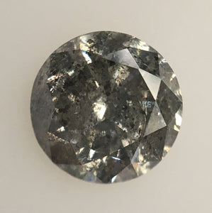 0.67 Ct Natural Diamond Round Brilliant Cut Black Gray Salt and Pepper, 5.45 MM x 3.34 MM Round Shape Natural Loose Diamond SJ34/114