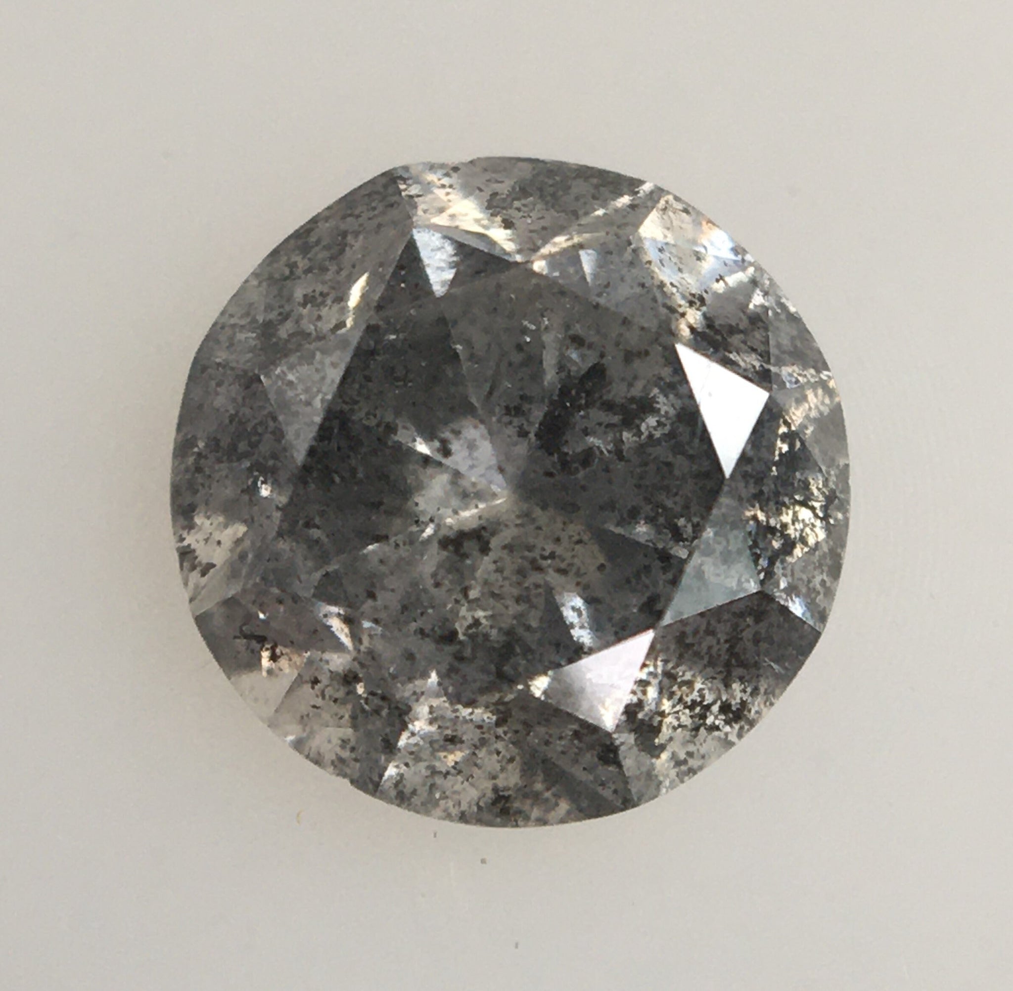 0.69 Ct Natural Loose Diamond Round Brilliant Grey Salt And Pepper Color i3 Clarity 5.36 MM x 3.64 MM, Round Diamond SJ34/118
