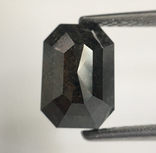 2.40 Ct Natural Loose Diamond Black Grey Emerald Shape, Polished Diamond 8.33 MM x 5.76 MM x 4.57 MM best for engagement rings SJ62/32