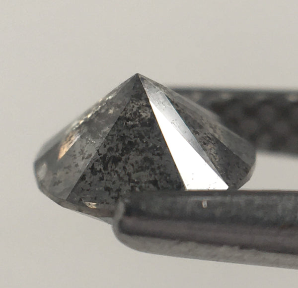 0.55 Ct Natural Loose Diamond Round Brilliant Cut Fancy Gray Black Color i3 Clarity 5.21 MM x 3.08 MM Size, Salt and Pepper Diamond SJ61/48