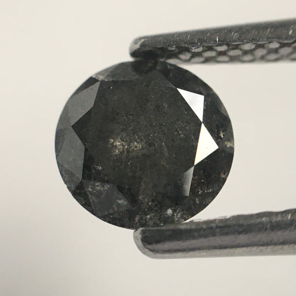 0.67 Ct Natural Loose Diamond Round Brilliant Cut Fancy Gray Black Color i3 Clarity 5.61 MM x 3.32 MM Size, Salt and Pepper Diamond SJ61/51
