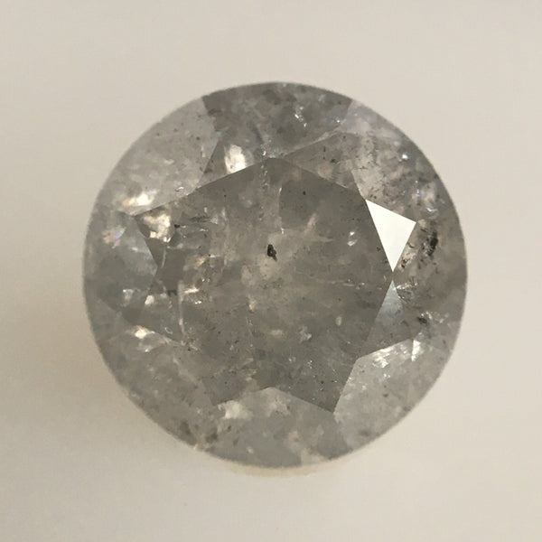 1.54 Ct Round Brilliant Cut Natural Loose Diamond, Fancy Gray 7.20 MM x 4.42 MM Milky Natural Diamond SJ63/33