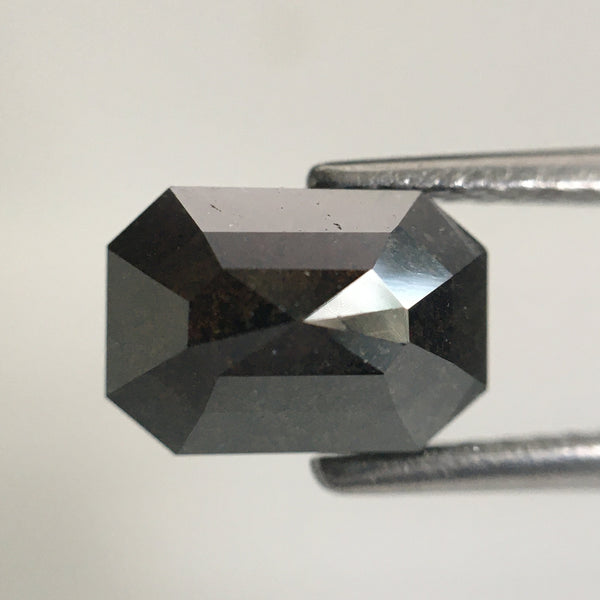 2.40 Ct Natural Loose Diamond Black Grey Emerald Shape, Polished Diamond 8.33 MM x 5.76 MM x 4.57 MM best for engagement rings SJ62/32