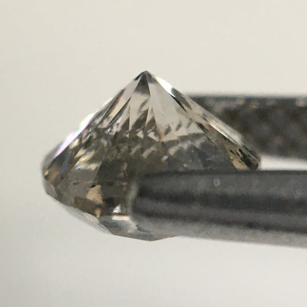 0.74 Ct Round Brilliant Cut Natural Loose Diamond, 5.38 MM x 3.65 MM Salt and Pepper i3 Clarity Natural Loose Diamond SJ63/42