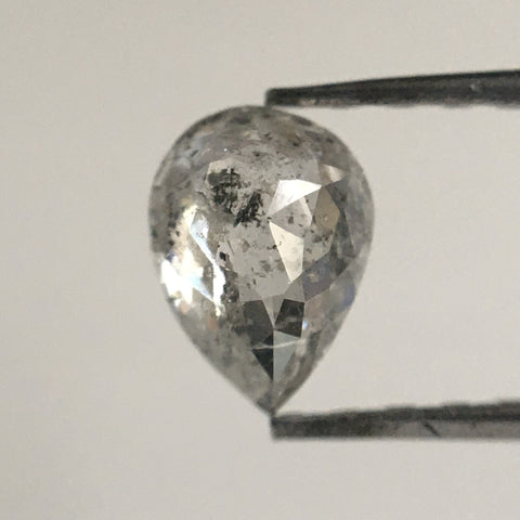 0.53 Ct Natural Diamond Pear Shape Salt and Pepper, 6.01 MM x 4.30 MM x 2.51 MM Fancy Grey Rose Cut Natural Loose Diamond SJ63/20