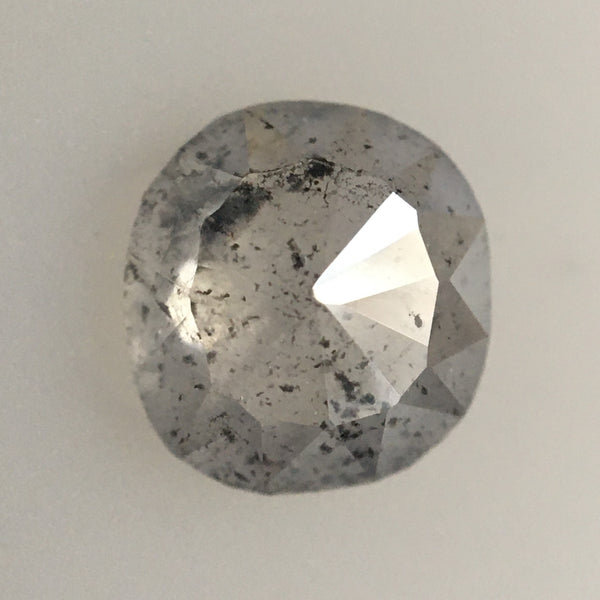 1.23 Ct Oval shape gray color rose cut natural loose diamond 7.20 MM X 6.71 MM X 2.65 MM size Salt and Pepper rustic natural diamond SJ64/15