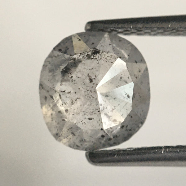 1.23 Ct Oval shape gray color rose cut natural loose diamond 7.20 MM X 6.71 MM X 2.65 MM size Salt and Pepper rustic natural diamond SJ64/15