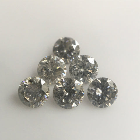 0.90 Ct Natural Loose Diamond, Salt and Pepper Diamond, I3 Clarity 3.25 MM to 3.35 MM Round Brilliant Cut Diamond ( 6 pcs ) SJ63/32
