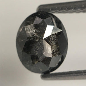 1.58 Ct Natural Loose Diamond Full Cut Oval Shape Salt and Pepper 6.95 MM X 5.88 MM X 4.29 MM Grey Black Natural Loose Diamond SJ64/55