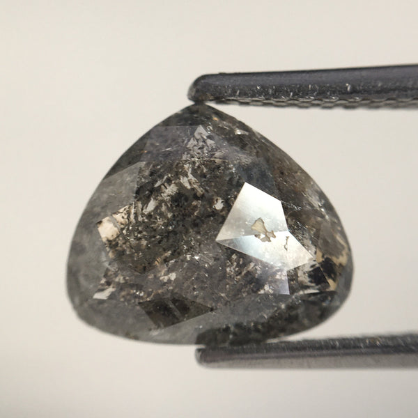 3.37 Ct Pair Natural Loose Diamond Pear Shape 8.14 mm X 9.69 mm X 2.90 mm Grey Black Salt & Pepper Rose Cut Loose Diamond SJ07/79