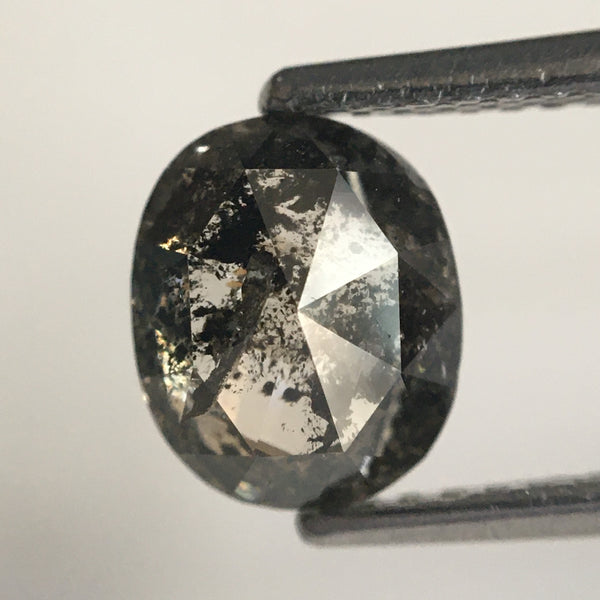1.38 Ct Natural Loose Diamond Oval Shape Salt and Pepper Rose cut 7.42 MM X 6.21 MM X 3.25 MM Size Rustic Natural Loose Diamond SJ64/18