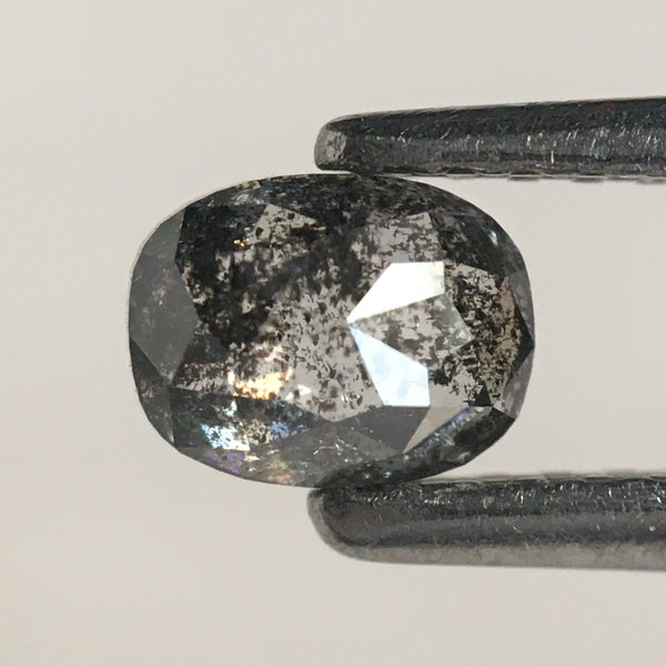 0.49 Ct Natural Loose Diamond Oval Shape Salt and Pepper Brilliant Rose cut, 4.97 mm x 3.84 mm x 2.58 mm Rose cut Diamond for Ring SJ66/17
