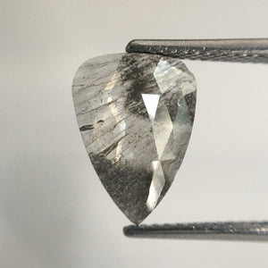 1.80 Ct Pear Shape Gray Rose Cut Slice Natural Loose Diamond, 11.72 MM x 8.60 MM x 1.83 MM Loose Diamond, Rose Cut Diamond, SJ65/16