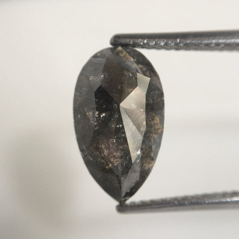 2.30 Ct Natural Loose Diamond Pear Shape 12.46 mm X 7.28 mm x 2.89 mm, Grey Black Salt & Pepper Rose Cut Natural Loose Diamond SJ07/82