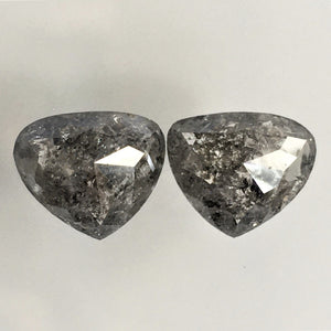 3.37 Ct Pair Natural Loose Diamond Pear Shape 8.14 mm X 9.69 mm X 2.90 mm Grey Black Salt & Pepper Rose Cut Loose Diamond SJ07/79