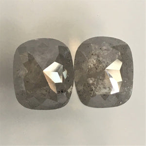 7.16 Ct Cushion Shape Dark Gray Color Natural Loose Diamond Pair, 10.50 mm x 8.77 mm X 4.29 mm Rose Cut Natural Loose Diamond AJ11/07