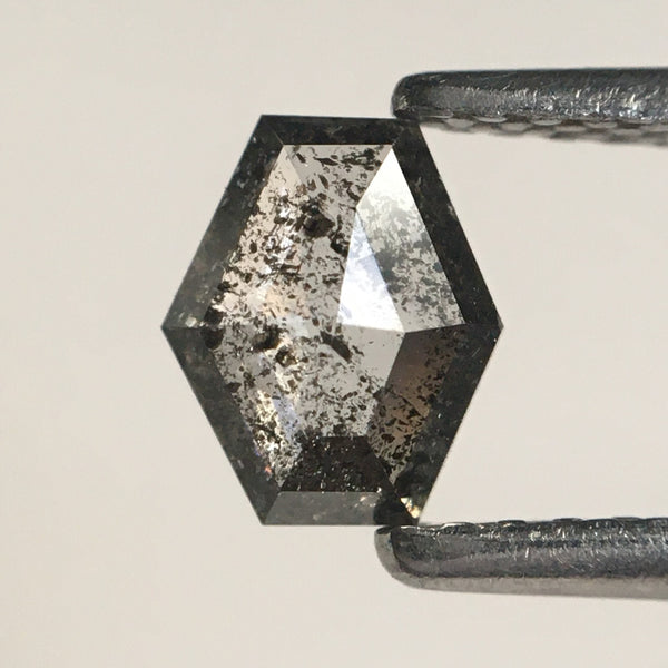 0.47 Ct Hexagon Shape Natural Salt and Pepper Loose Diamond, 4.95 MM x 5.88 MM x 1.92 MM Geometry Shape Natural Loose Diamond SJ66/31