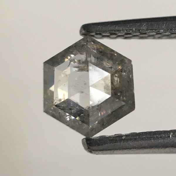 0.51 Ct Hexagon Shape Salt and Pepper Natural Loose Diamond, 5.46 MM x 4.71 MM x 2.31 MM Geometry Shape Natural Loose Diamond SJ66/46
