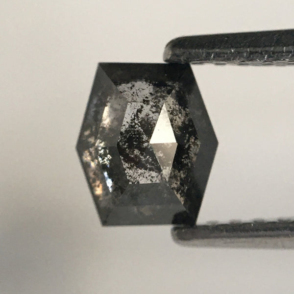 0.64 Ct Hexagon Shape Salt and Pepper Natural Loose Diamond, 4.82 MM x 5.51 MM x 2.78 MM Geometry Shape Natural Loose Diamond SJ66/47