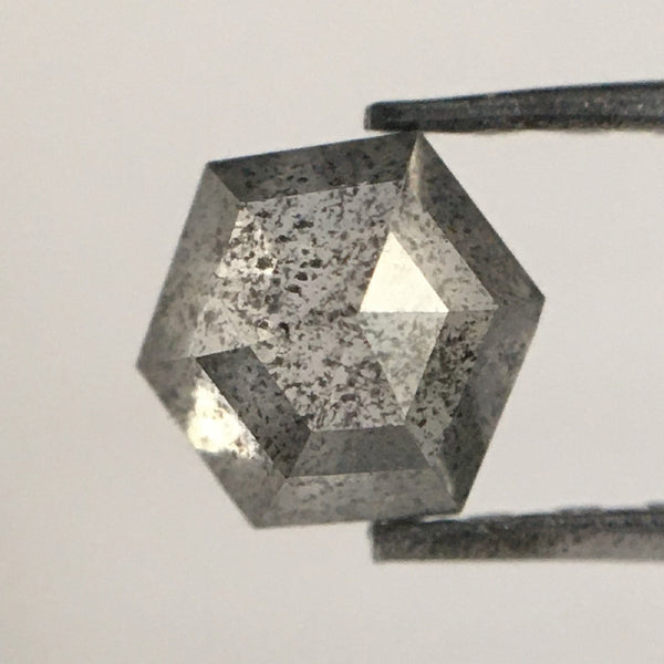 0.50 Ct Hexagon Shape Natural Salt and Pepper Loose Diamond, 5.10 MM x 4.37 MM x 2.64 MM Geometry Shape Natural Loose Diamond SJ66/49