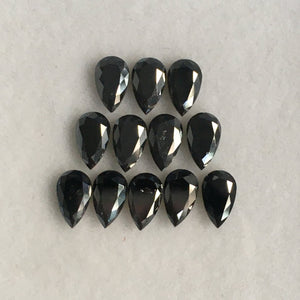 Pear Shape Brilliant Cut Natural Loose Diamond, 5.00 mm x 3.00 mm Heated Black Color, Pear Cut Natural Loose Diamond for Jewelry SJBUY