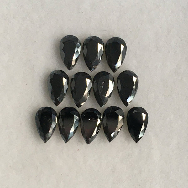 Pear Shape Brilliant Cut Natural Loose Diamond, 3.00 mm x 4.00 mm Heated Black Color Diamond, Pear Cut Natural Loose Diamond SJBUY