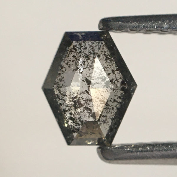 0.47 Ct Hexagon Shape Natural Salt and Pepper Loose Diamond, 4.95 MM x 5.88 MM x 1.92 MM Geometry Shape Natural Loose Diamond SJ66/31