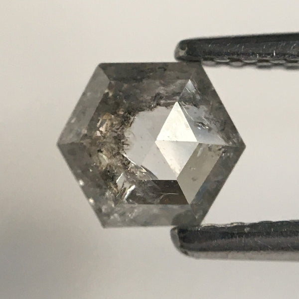 0.51 Ct Hexagon Shape Salt and Pepper Natural Loose Diamond, 5.46 MM x 4.71 MM x 2.31 MM Geometry Shape Natural Loose Diamond SJ66/46