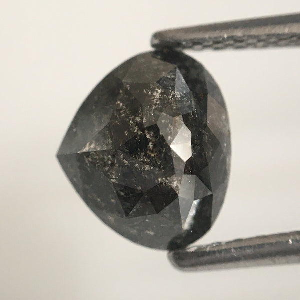1.30 Ct Black Salt and Pepper Natural Loose Diamond Pear Shape, 6.61 mm x 7.66 mm x 3.25 mm Heart Shape Natural Loose Diamond AJ14/27