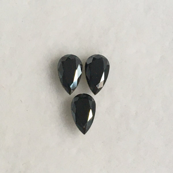 Pear Shape Brilliant Cut Natural Loose Diamond, 6.00 mm x 4.00 mm mm Heated Black Color Diamond, Pear Cut Natural Loose Diamond SJBUY