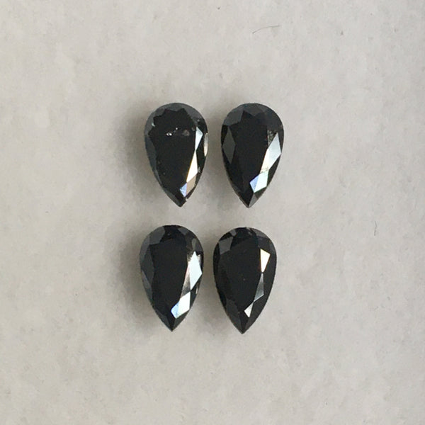 Pear Shape Brilliant Cut Natural Loose Diamond, 5.00 mm x 3.00 mm Heated Black Color, Pear Cut Natural Loose Diamond for Jewelry SJBUY