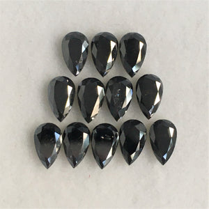 Pear Shape Brilliant Cut Natural Loose Diamond, 6.00 mm x 4.00 mm mm Heated Black Color Diamond, Pear Cut Natural Loose Diamond SJBUY