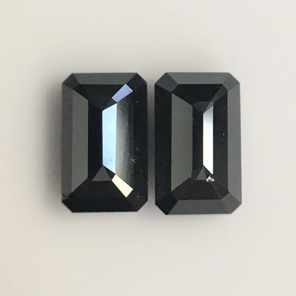 Natural loose Diamond Emerald Shape Heated Black Diamond, 5.00 mm X 3.00 mm Both Side Polished Loose Diamond for Jewelry SJBUY