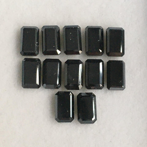 Natural loose Diamond Emerald Shape Heated Black Diamond, 5.00 mm X 3.00 mm Both Side Polished Loose Diamond for Jewelry SJBUY