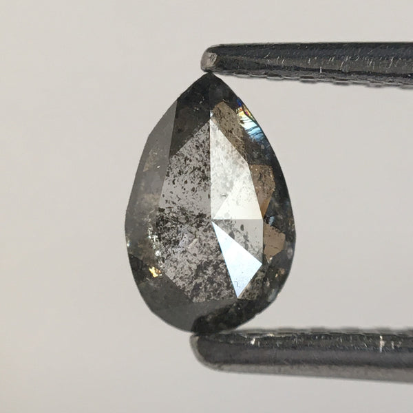 0.44 Ct Pear Shape Gray Rose Cut Natural Loose Diamond, 6.31 MM x 4.15 MM x 2.06 MM Loose Diamond, Rose Cut Diamond, SJ65/40
