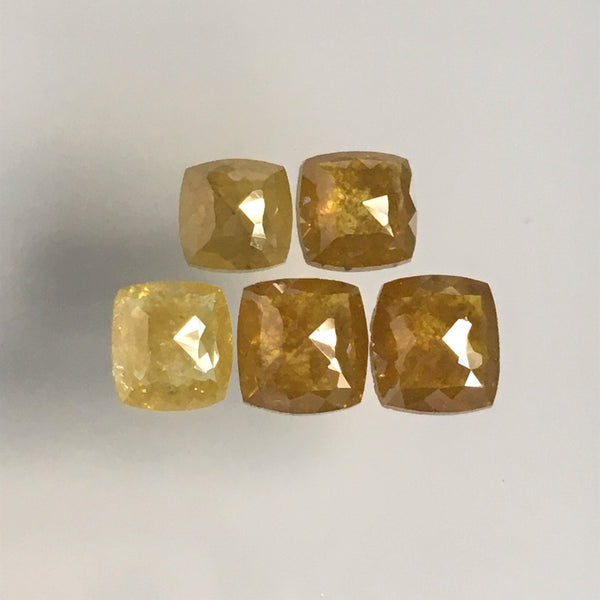4.00 Ct Natural Loose Diamond Brownish Fancy Color Cushion Shape Rose cut 5 Pcs, 4.92 mm to 6.09 mm Natural Diamond use for Jewelry SJ67/13