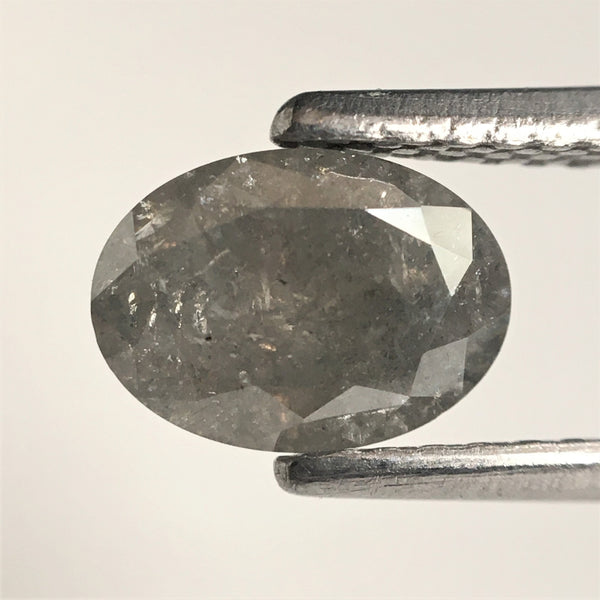 1.74 Ct Natural Loose Diamond, Oval Shape Brilliant Cut Grey Salt And Pepper Diamond Pair, 7.15 mm x 5.15 mm, 2 Pcs Oval Diamond SJ68/16