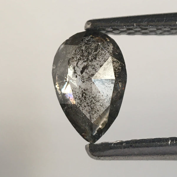 0.44 Ct Pear Shape Gray Rose Cut Natural Loose Diamond, 6.31 MM x 4.15 MM x 2.06 MM Loose Diamond, Rose Cut Diamond, SJ65/40