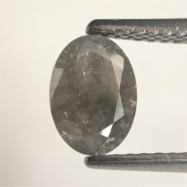 1.74 Ct Natural Loose Diamond, Oval Shape Brilliant Cut Grey Salt And Pepper Diamond Pair, 7.15 mm x 5.15 mm, 2 Pcs Oval Diamond SJ68/16