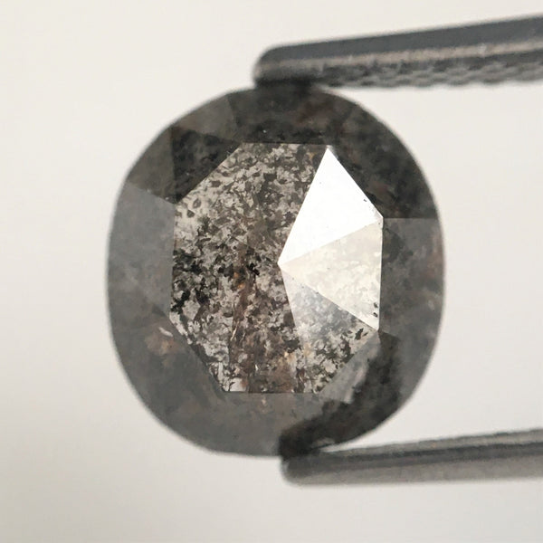 1.87 Ct Natural Loose Diamond Oval Shape Dark Grey Color Rose Cut 8.63 mm x 7.81 mm x 3.42 mm, Beautiful Sparkling Natural Diamond SJ38/73